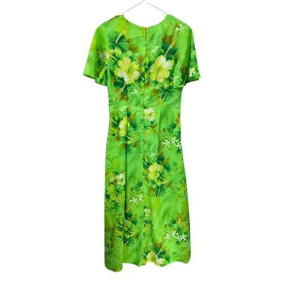Vintage Royal Hawaiian Dress Maxi Green Hibiscus Floral Size Medium ? -  threedaughtersproperties.com
